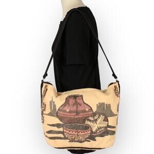 El Paso Saddle Blanket Southwest Pottery Cotton Stencil Shoulder Bag